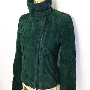 Blank NYC Evergreen suede leather biker jacket